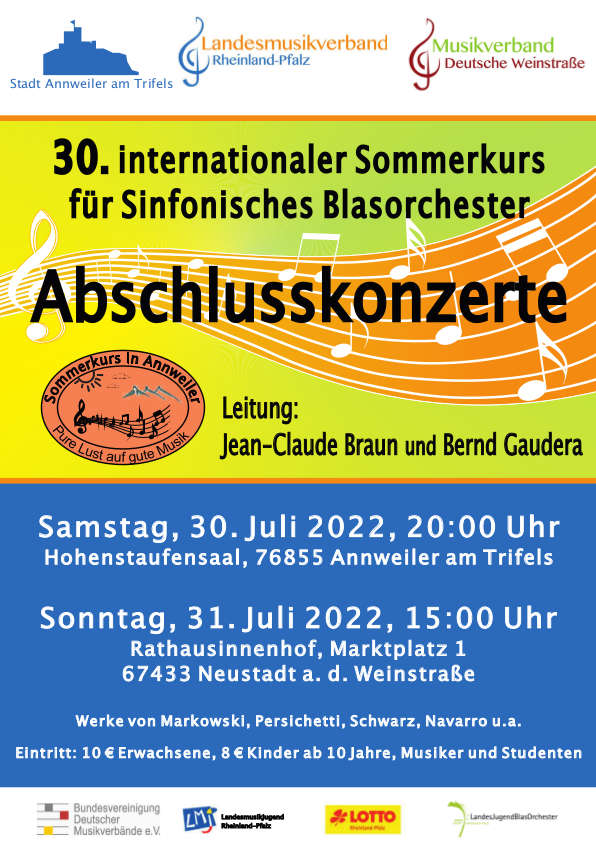 Plakat A3 Sommerkurs 2022 Abschlußkonzerte (Quelle: LMV RLP)