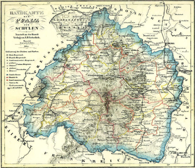 Pfalz-Karte um 1850 (Foto: Bezirksverband Pfalz)