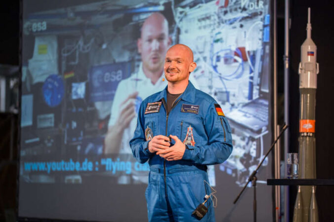 Alexander Gerst hielt 2015 den Vortrag „blue dot“ im Technik Museum Speyer. (Quelle: TMSP)