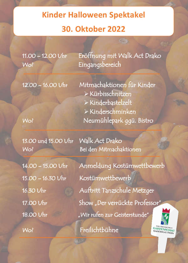 Tagesprogramm Kinder Halloween Spektakel