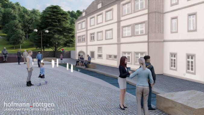 Skizze "Wasser in die Stadt" 2. Bauabschnitt (Bildnachweis: hofmann_röttgen LANDSCHAFTSARCHITEKTEN BDLA)