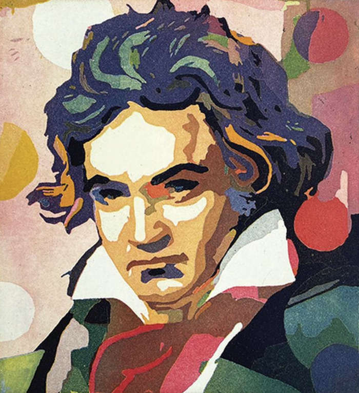 Farbradierung, Beethoven, 2020, 24 cm x 22 cm (Foto: Gerhard Hofmann)