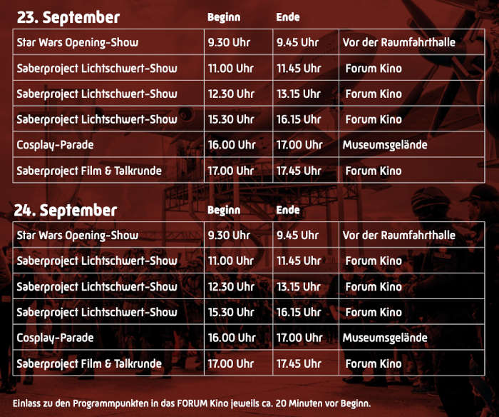 Programm (Quelle: Technik Museum)