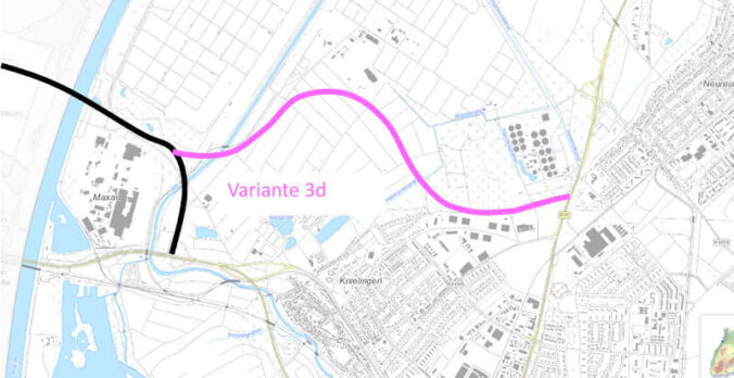 Verlauf der Vorzugsvariante zur B 36/B 293 Querspange 2. Rheinbrücke (Bildautor: RPK)