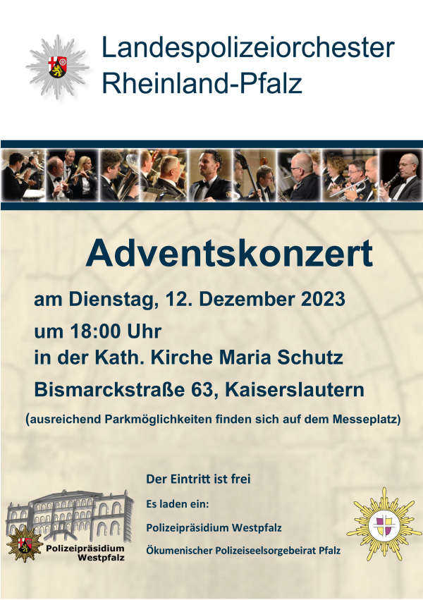 Adventskonzert der Polizeiseelsorge und des Polizeipräsidiums Westpfalz am 12. Dezember 2023 in Kaiserslautern