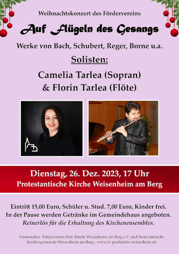 Weihnachtskonzert am 26. Dezember 2023 in Weisenheim am Berg