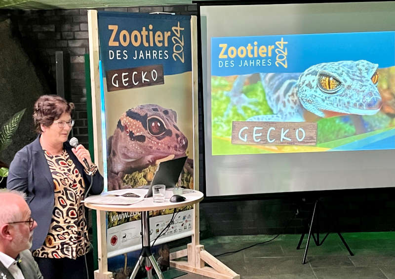 Schirmherrin der Kampagne Sabine Riewenherm, Präsidentin des BfN , bei der Vorstellung des Zootiers des Jahres im Zoo Köln. (Foto: ZdJ/Zoo Landau)
