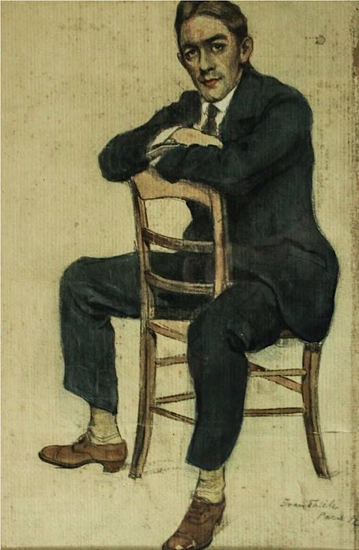 van Thiele - Selbstbildnis im Cafe - Zeichnung Paris 1912 (Foto: Bentz)