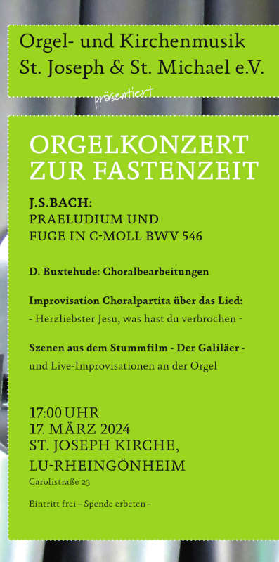 Live-Improvisationen auf der Orgel zu Stummfilm „Der Galiläer" am 17. März 2024 in Ludwigshafen