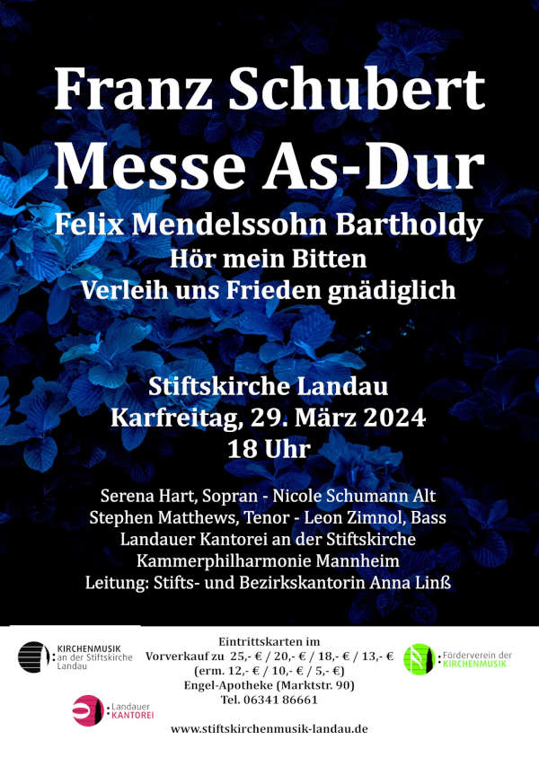 Frieden und Ewigkeit – Mendelssohn und Schubert am 29. März 2024 in Landau