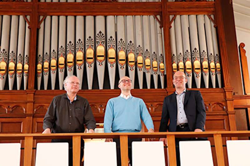Wirken auch beim diesjährigen Orgelspaziergang mit: Christoph Keggenhoff, Markus Eichenlaub, Robert Sattelberger (von links nach rechts) (Foto: Reinhild Günther)
