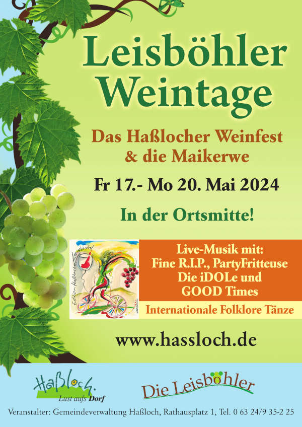 Leisböhler Weintage vom 17. bis 20. Mai 2024 in Haßloch