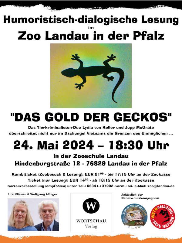 „Das Gold der Geckos“ - Eine dialogisch-humoristische Lesung zum Zootier des Jahres im Zoo Landau am 24. Mai 2024