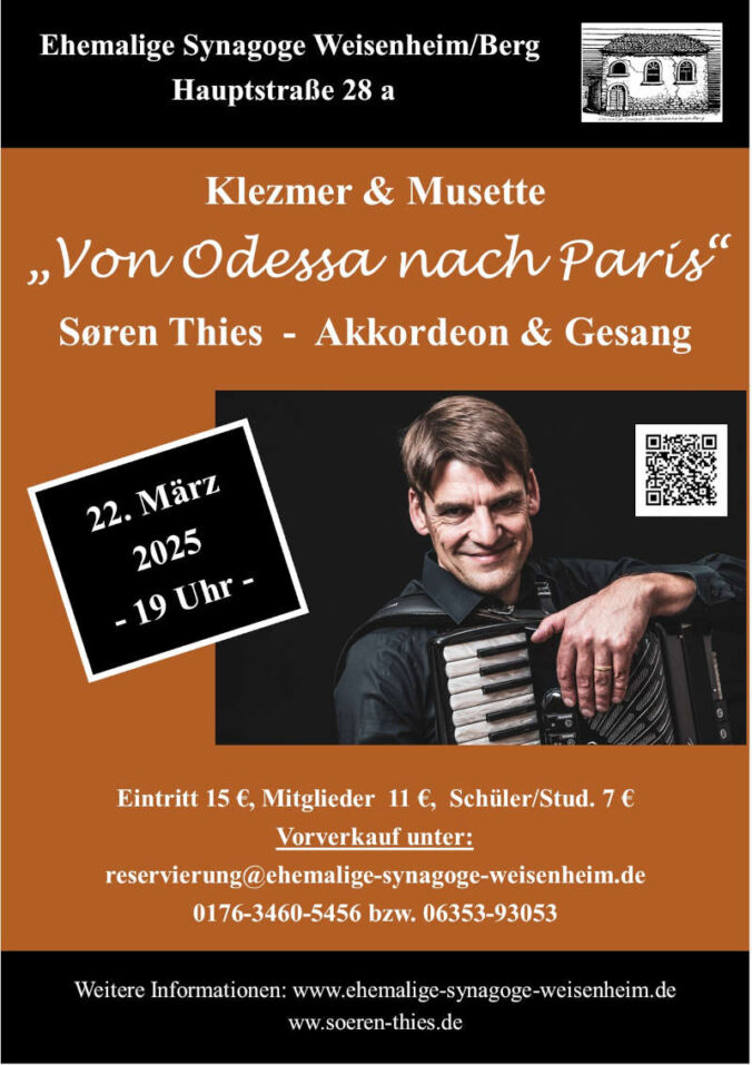 "Von Odessa nach Paris" - Klezmer & Musette im März 2025 in Weisenheim am Berg
