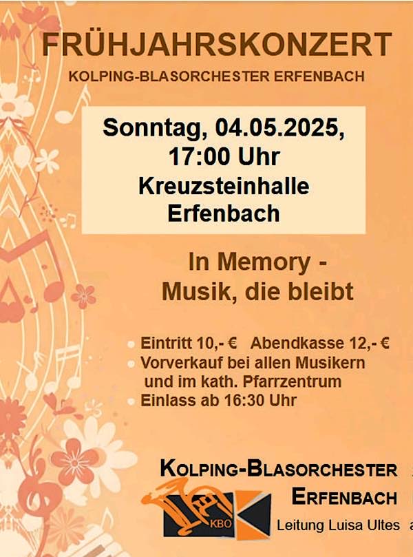 Frühjahrskonzert des Kolping-Blasorchesters Erfenbach im Mai 2025