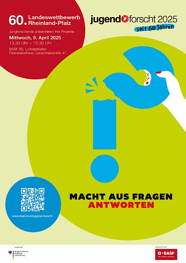 60 Jahre "Jugend forscht": Jubiläumswettbewerb im April 2025 in Rheinland-Pfalz bei BASF