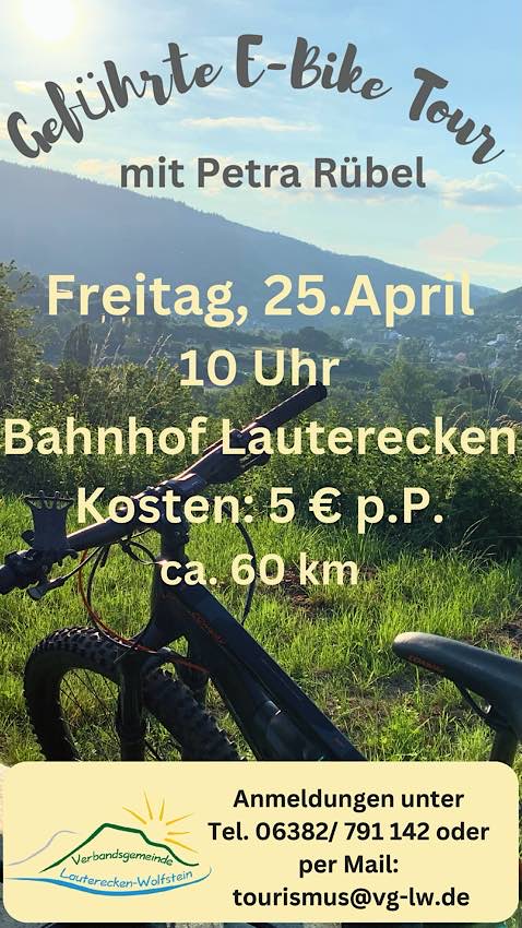 Erste geführte E-Bike Tour der Saison im April 2025 in Lauterecken