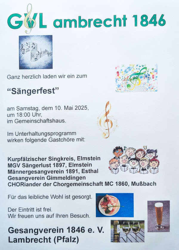 Sängerfest im Mai 2025 in Lambrecht