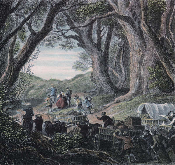 Auswanderer auf dem Weg um 1850 (Quelle: Sammlung IPGV)