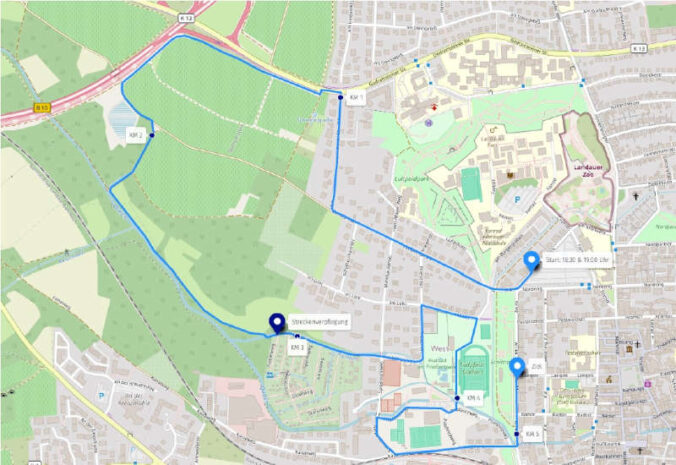 Streckenverlauf des 10. dm-Firmenlaufs Südpfalz (Quelle: n plus sport)