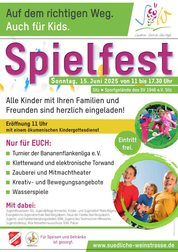 Großes Spielfest für alle Kinder mit Familien und Freunden im Juni 2025 in Silz