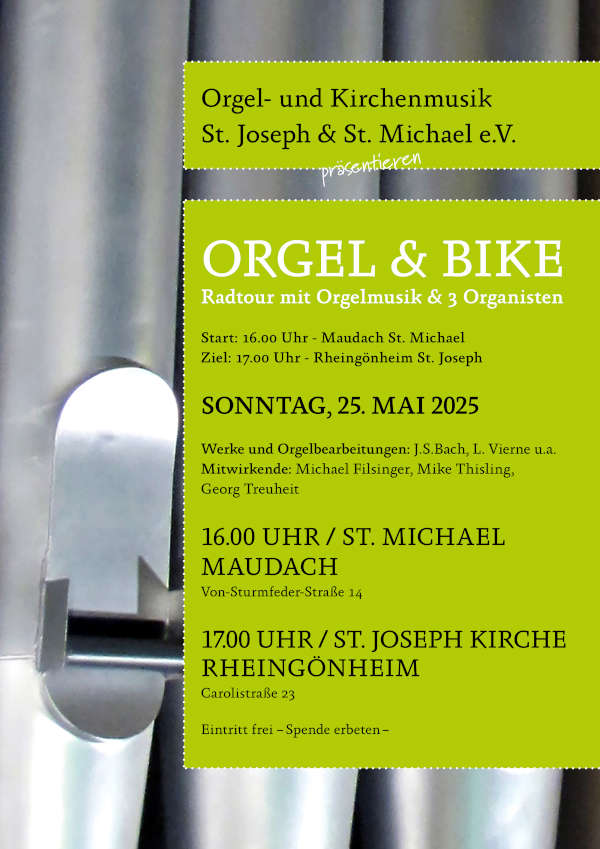 Orgel & Bike - Fahrradtour und Musikgenuss im Mai 2025 in Ludwigshafen