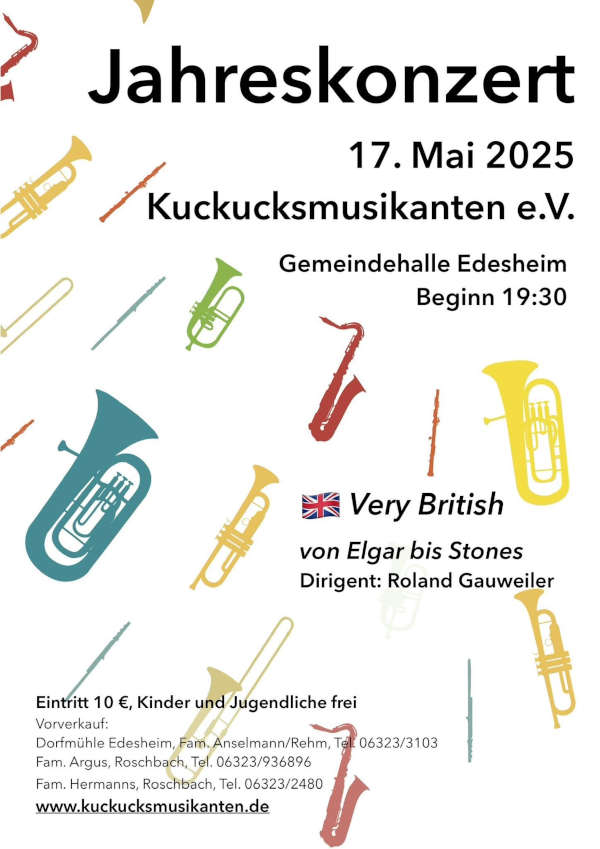 Jahreskonzert der Kuckucksmusikanten im Mai 2025 in Edesheim