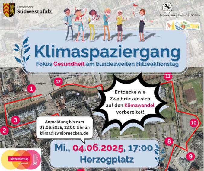Klimaspaziergang im Juni 2025 in Zweibrücken am Hitzeaktionstag mit Schwerpunkt Gesundheit