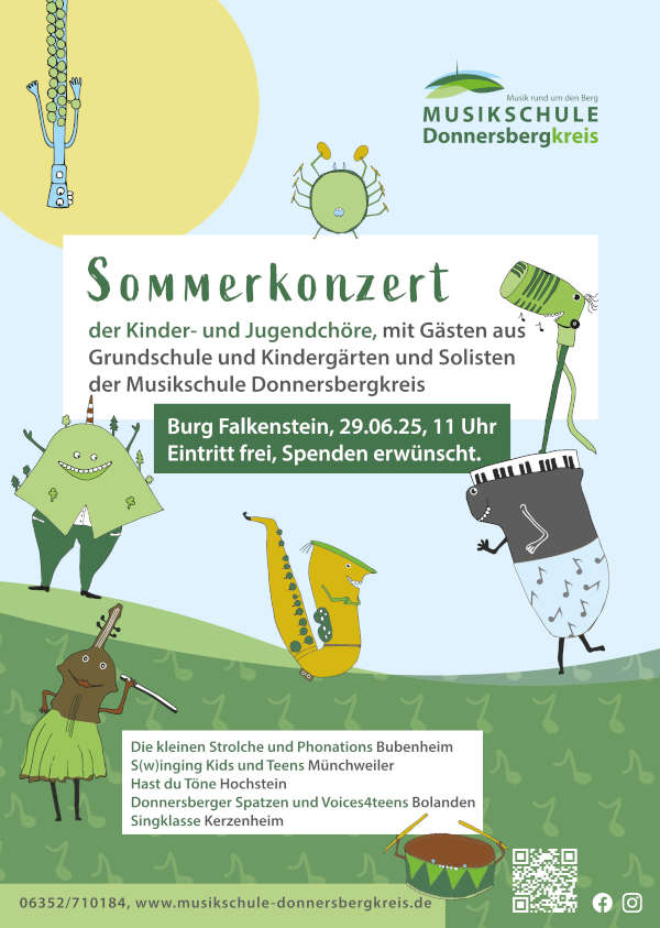 Sommerkonzert der Kinder- und Jugendchöre der Musikschule Donnersbergkreis mit Gästen aus Grundschulen und Kindergärten im Juni 2025 in Falkenstein