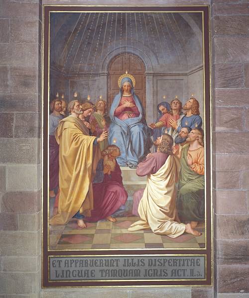 Darstellung des Pfingstereignisses auf einem Fresko von Johann Baptist Schraudolph im Speyerer Dom (Foto: Domkapitel Speyer, Foto: Renate Deckers-Matzko)