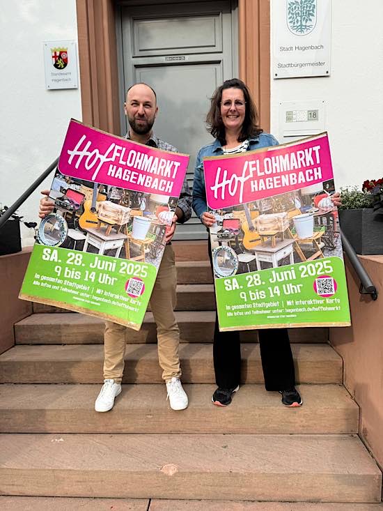 Die Beigeordneten Tobias Zimmermann (l.) und Yvonne Gemeinder (r.) haben über 250 Anmeldungen zu verzeichnen. (Quelle: Stadt Hagenbach)