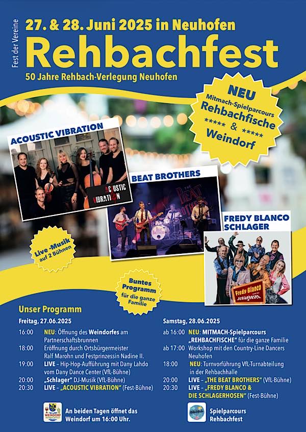 Rehbachfest 2025 im Juni in Neuhofen