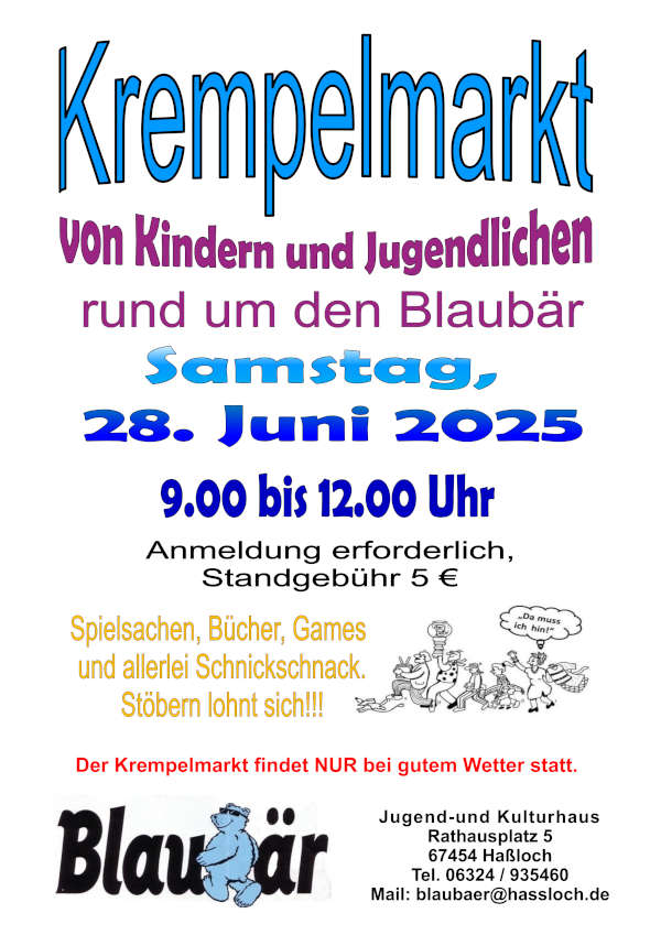 Krempelmarkt in Haßloch im Juni 2025 rund um den Blaubär