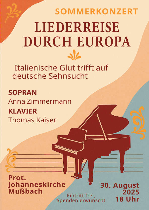 Konzert am 30.8. mit Anna Zimmermann u. Thomas Kaiser in Mußbach