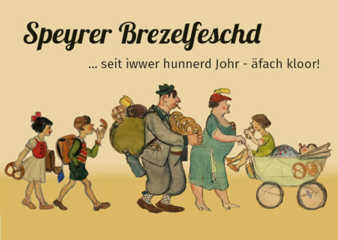Collage aus Skizzen zum Brezelfestumzug 1951. Die Originalskizzen stammen von Friedrich Jossé. (Quelle: Sparkasse Vorderpfalz)
