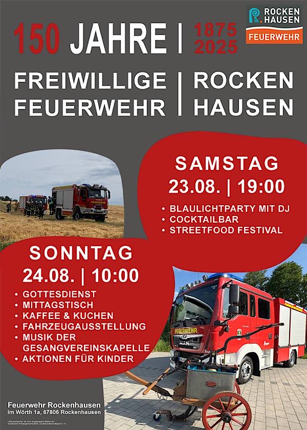 150 Jahre Feuerwehr Rockenhausen im August 2025