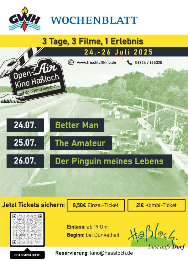 Film ab auf der Pferderennbahn Haßloch - Open-Air-Kino 2025 im Juli