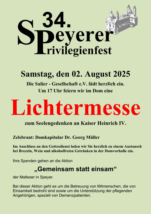 Saliergesellschaft lädt im August 2025 zum Privilegienfest in Speyer