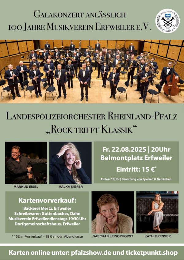 Landespolizeiorchester Rheinland-Pfalz - "Rock trifft Klassik" im August 2025 in Erfweiler