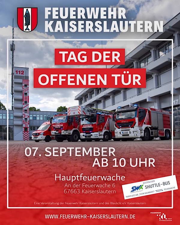 Feuerwehr Kaiserslautern lädt ein zum Tag der offenen Tür