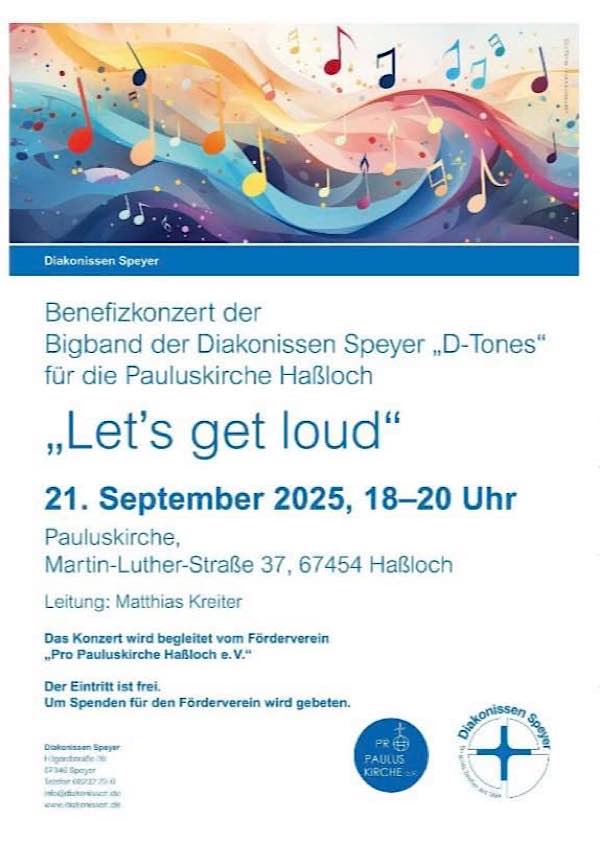 Bigband „D-Tones“ der Diakonissen Speyer spielt im September 2025 für die Pauluskirche Haßloch