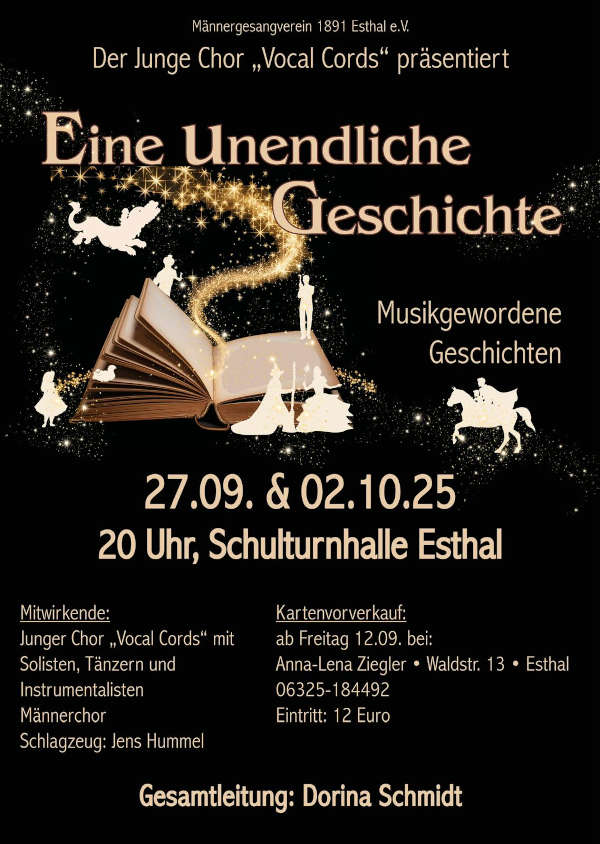 "Eine unendliche Geschichte" - Jahreskonzert der Vocal Cords im September und Oktober 2025 in Esthal