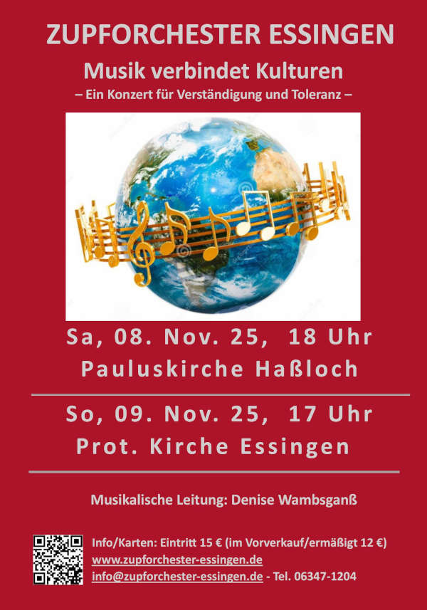 „Musik verbindet Kulturen“ - Zupforchester Essingen im November 2025 in Haßloch und Essingen