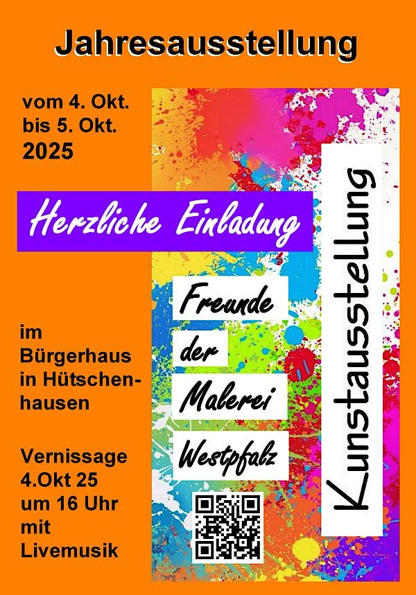 Jahresausstellung der „Freunde der Malerei-Westpfalz“ im Oktober 2025 in Hütschenhausen