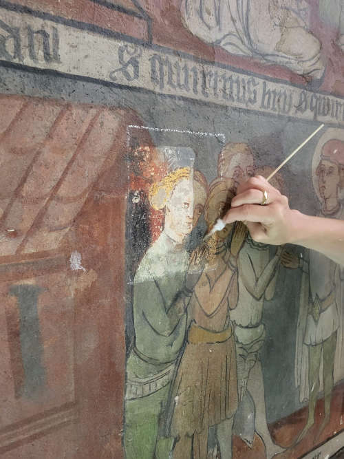Probestelle für Restauration (Quelle: Förderverein ehemalige Klosterkirche Lambrecht)