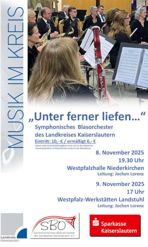 Symphonisches Blasorchester des Landkreises Kaiserslautern im November 2025 in Niederkirchen und Landstuhl