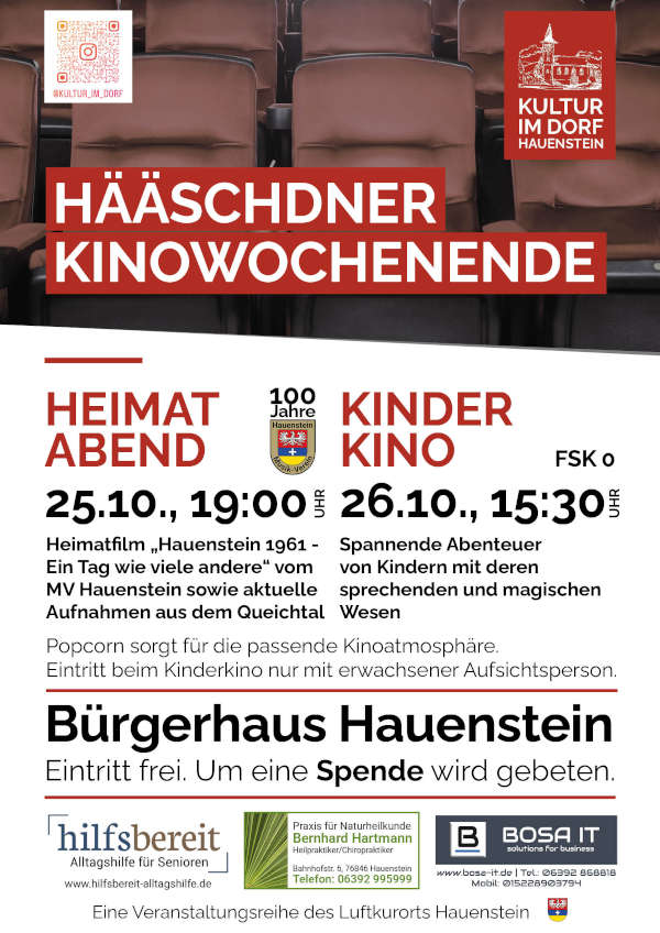 Kinowochenende im Oktober 2025 in Hauenstein