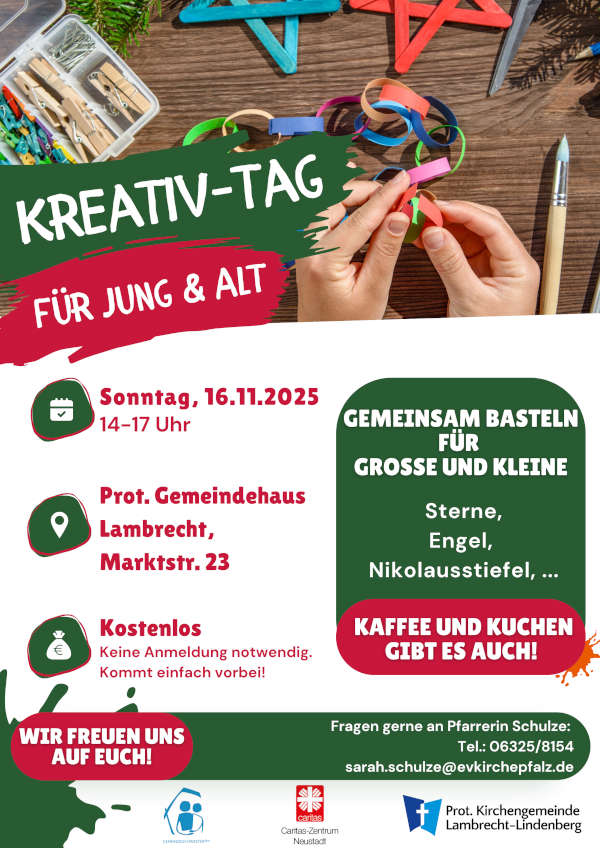 Kreativtag für Jung und Alt im November 2025 in Lambrecht