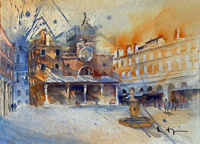 Venedig-Giacomo die Rialto; Aquarell; 56x76 cm; 2023 (Foto: M. Fünffniger)