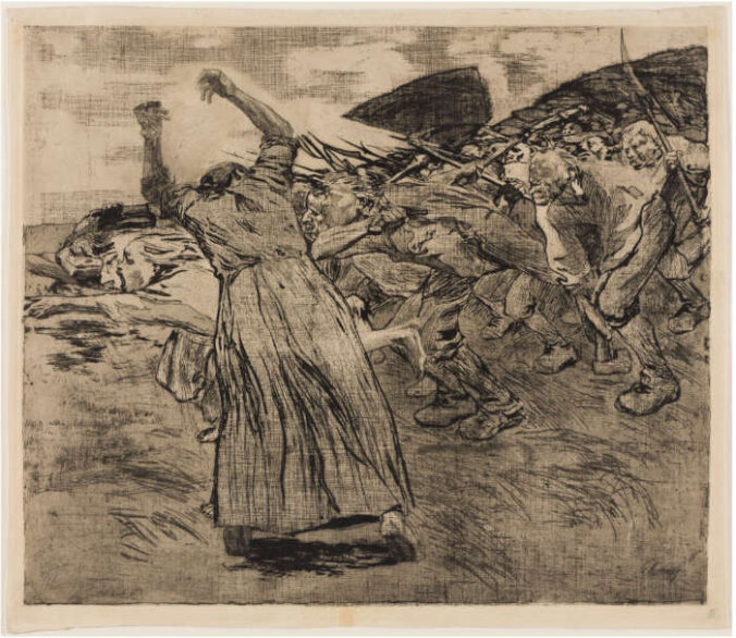 Käthe Kollwitz, Losbruch, Blatt 5 aus dem Zyklus  „Bauernkrieg“ (Städel Museum, Frankfurt am Main)